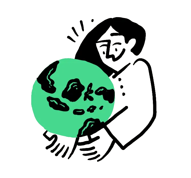 Illustration of a person hugging the earth